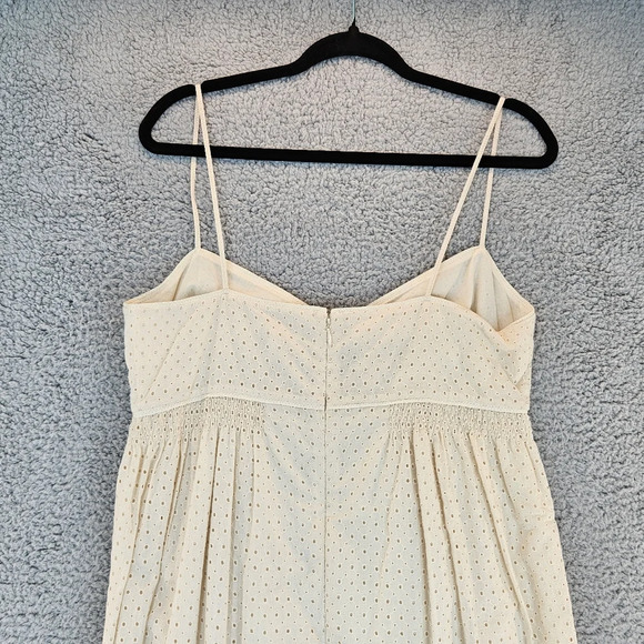 Rebecca Taylor Beige/Cream Lyra Embroidered cutout Midi dress Sz  10 Eyelets - Picture 13 of 16